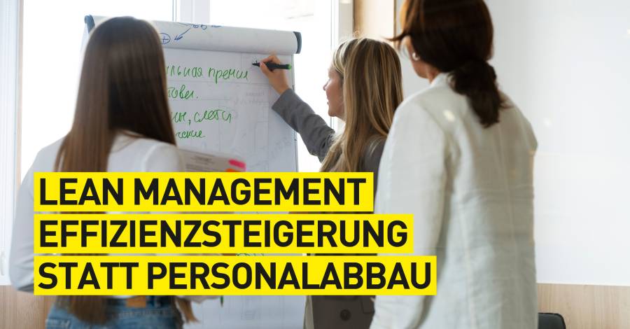 Team präsentiert Lean-Management-Strategien an einem Flipchart